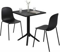 Gartenmöbel-Set Nerra mit 2 Stühlen schwarz