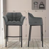 Barhocker Damaso B Cord mit 4-Fuß Gestell grau 