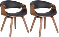 2er Set Esszimmerstuhl Foley Kunstleder eiche/schwarz 