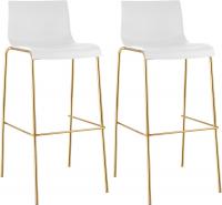 2er Set Barhocker Hoover Kunststoff 4-Fuß Gold weiß 