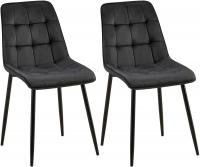 2er Set Esszimmerstuhl Gifford Samt schwarz