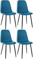 4er Set Esszimmerstühle Napier Stoff blau 