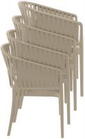6er Set Stühle Portofino mit Armlehnen taupe 