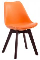 4er Set Besucherstühle Borneo V2 Walnuss Kunstleder orange 