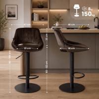 2er Set Barhocker HD Milet B Samt braun 