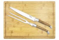 HAWS Tranchier Messer-Set 'Laguiole' 3-teilig, Inhalt: 1 Tranchierbesteck 2-teilig, 1 Schneidebrett mit Saftrille