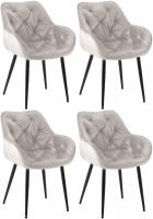4er Set Stuhl Tanna Samt grau