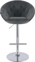 Barhocker London Samt chrom dunkelgrau 