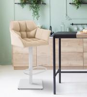 2er Set Barhocker Damaso Stoff weiß creme