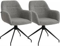 2er Set Esszimmerstuhl Merlinda Stoff Teddy grau