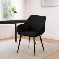 2er Set Esszimmerstuhl Luena Stoff schwarz 