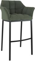 Barhocker Damaso B Cord mit 4-Fuß Gestell grün 
