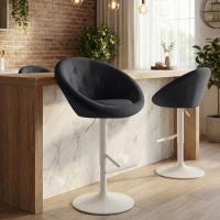 Barhocker London Samt weiß schwarz 