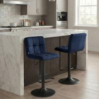 2er Set Barhocker Peru Samt schwarz blau 