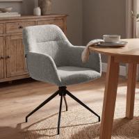 2er Set Esszimmerstuhl Merlinda Stoff Teddy grau 