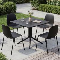 Gartenmöbel-Set Zeron mit 4 Stühlen schwarz Gartenmöbel-Set Zeron mit 4 Stühlen schwarz