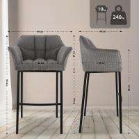 Barhocker Damaso B Cord mit 4-Fuß Gestell taupe 