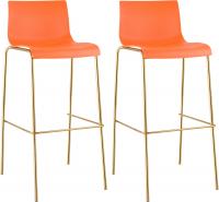 2er Set Barhocker Hoover Kunststoff 4-Fuß Gold orange 