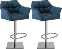 2er Set Barhocker Damaso Stoff edelstahl blau 
