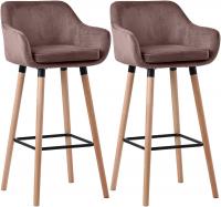 2er Set Barhocker Grant Samt coffee