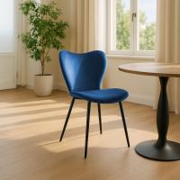 Esszimmerstuhl Maika Samt dunkelblau 