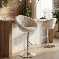 Barhocker London Samt chrom creme Barhocker London Samt chrom creme