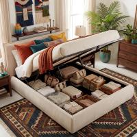 Bett Mirka 160x200 cm Stoff creme