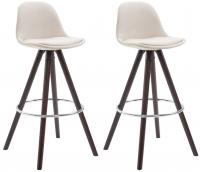 2er Set Barhocker Franklin Stoff rund cappuccino (eiche) creme