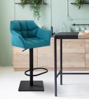 2er Set Barhocker Damaso Stoff schwarz türkis