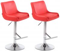 2er Set Barhocker Club Kunstleder chrom rot