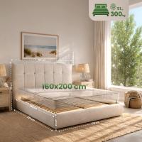 Bett Mirka 160x200 cm Stoff creme 