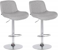 2er Set Barhocker Solon Chrom Stoff  hellgrau 