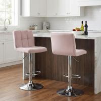 Barhocker Peru Samt chrom rosa 