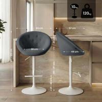 Barhocker London Samt weiß dunkelgrau 