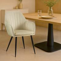 Esszimmerstuhl Cheryl Samt schwarz creme
