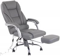Bürostuhl Pacific Echtleder mit Massagefunktion grau 