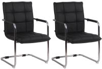 2er Set Stühle Gandia Echtleder chrom schwarz 