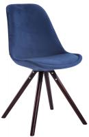 4er Set Stühle Toulouse Samt Rund cappuccino (eiche) blau 