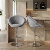 Barhocker London Samt chrom grau 