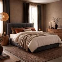 Bett Mirka 160x200 cm Stoff dunkelgrau 