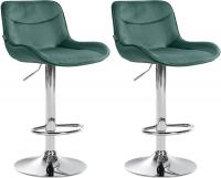 2er Set Barhocker Vonore Samt chrom grün