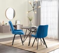 2er Set Esszimmerstuhl Lewes Samt dunkelblau 