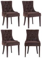 4er Set Esszimmerstühle Aberdeen Samt antik braun 
