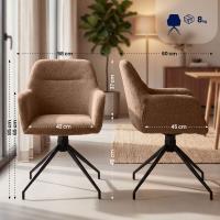 2er Set Esszimmerstuhl Merlinda Stoff Teddy braun 