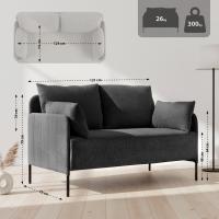 Ziden Couch 2 Sitzer Stoff schwarz