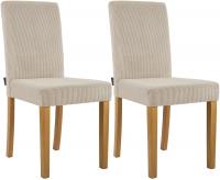 2er Set Esszimmerstuhl Ina Cord antik hell hellbraun 