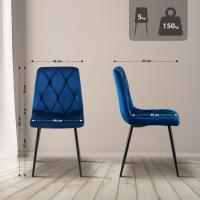 2er Set Esszimmerstuhl Clairton Samt dunkelblau 