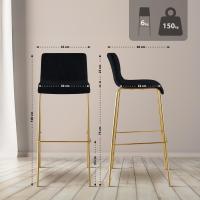 2er Set Barhocker Hoover Stoff 4-Fuß Gold schwarz 