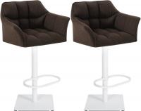 2er Set Barhocker Damaso Stoff weiß braun 