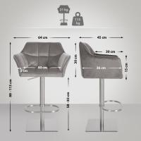 2er Set Barhocker Damaso E Samt grau 